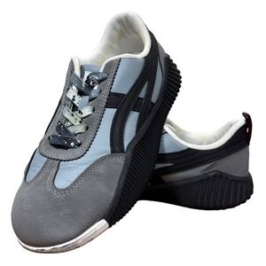 De Florence Flora Sneaker Black Gray Blue Leather Italian Walking W 7.5 EUR 38.5